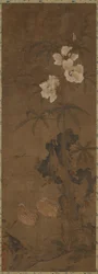 Vagtel og blomster, Yuan- eller Ming-dynastiet, 1300-tallet.