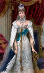 Dronning Alexandra i fuld kroningsdragt, 1902
