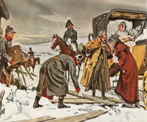 Dronning Louise på flyveturen til Memel, 5. januar 1807, 1936.