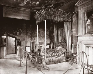 Queen Marys soveværelse i Holyroodhouse, Edinburgh, Skotland, 1894.