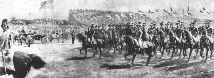 Dronning Victoria gennemgår imperiets hær ved Aldershot, 1897..., 1901.