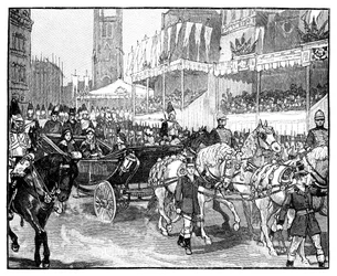 Dronning Victoria åbner Holborn Viaduct, London, 1869