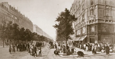 Kø foran en købmandsbutik, belejringen af Paris, den fransk-preussiske krig, 1870-1871