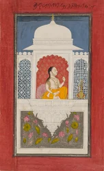 Raja Sagat Singh i en pavillon, c1750