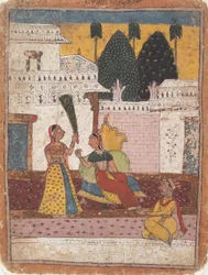 Ramkali Ragini: Side fra a Dispersed Ragamala Series Garland of Musical Modes, 1700-tallet.