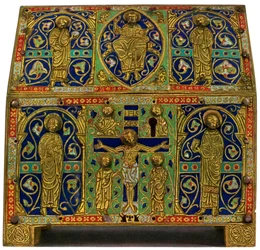 Relikvieskrin, champlevé emalje på kobber, 1200-tallet, 1931