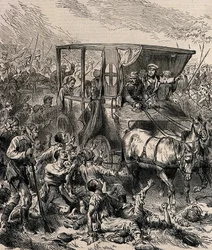 Redning af de sårede russiske soldater fra slagmarken, ca 1878