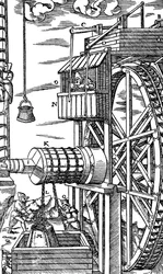 Vendbar hejs til at hæve læderspande fra en mineskakt, 1556