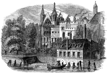 Flodfronten af det gamle House of Peers House of Lords, London, 1800-tallet