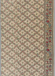 Rulletrykt glaseret chintz med blomster- og vasedesign, 1800-tallet.