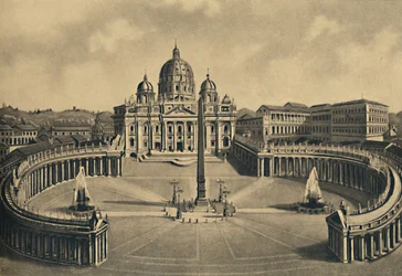 Roma - Basilikaen og Sankt Peterspladsen. Vatikanets palads, 1910