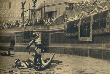 Roma - Colosseum - Tommelfinger ned i en gladiatorkamp, 1910