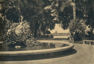 Roma - Pincio-parken. Fountain of Moses, reddet fra vandet af Brazza, 1910