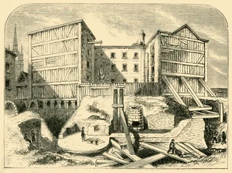 Romerske levn fundet i Billingsgate, c1872.