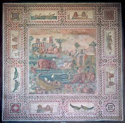 Romersk mosaik, der forestiller Egypten
