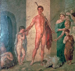 Romersk vægmaleri af Theseus efter drabet på Minotaurus, 1. århundrede