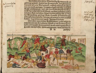 Russiske grusomheder i Livland i 1578. Fra Johann Jakob Wicks meddelelsessamling...
