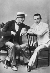 Russisk operasanger Feodor Chaliapin med komponist og pianist Sergei Rachmaninov, c1890