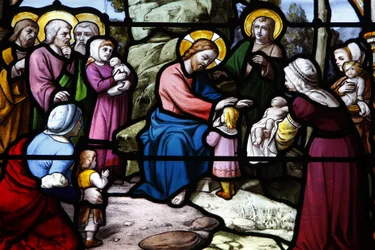 Saint Aignan Church Jesus velsigner børnene, Chartres, Frankrig