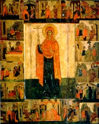 Sankt Paraskeva Pyatnitsa med scener fra hendes liv, 1400-tallet