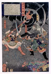 Samurai kæmper mod aber, 1800-tallet