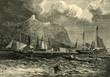 Scarborough Castle, fra havet, 1898.