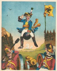 Scene fra Baron Munchausens eventyr af Rudolph Erich Raspe, c1850