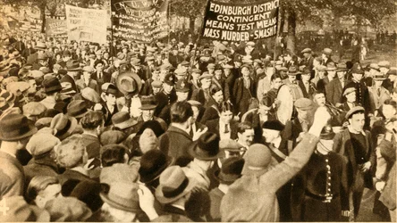 Skotske marchere, Middelprøveprotester, Hyde Park, London, 1932, 1933.