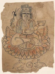 Siddende firearmede Ganesha, ca. 1775.