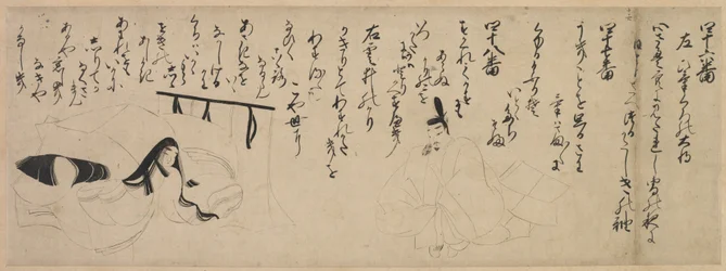 Afsnit fra Tale of Genji Handscroll, 1400-tallet.