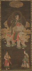 Shakyamuni Triad: Buddha deltog af Manjushri og Samantabhadra Bodhisattva med Elephant, sent 1.