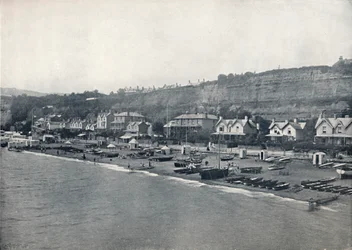 Shanklin - Udsigt over stranden og højderne, 1895