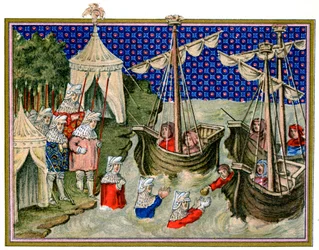 Skibe, der bringer proviant til den engelske vært, Richard IIs kampagne i Irland, 1399, 1893