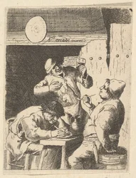 Sanger stående mellem to rygere, 1610-85.