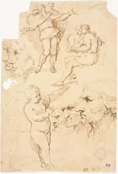 Skitser af hoveder og figurer, 1600-tallet.