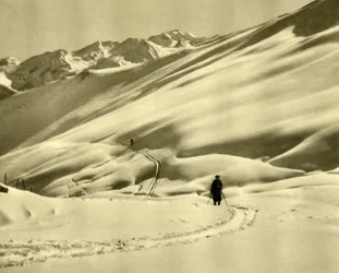 Skiløb ved Upper Schlossalm, nær Bad Hofgastein, Østrig, c1935.