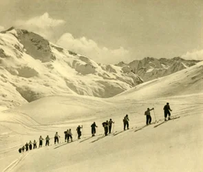 Skiundervisning, Arlberg, Østrig, c1935.