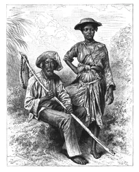 Slangefanger og kulpige, Martinique, c1890
