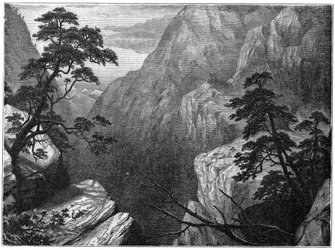Snedækket række af Sierra Madre, Rocky Mountains, USA, 1877