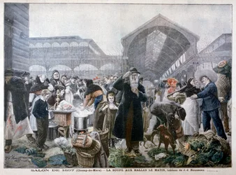 Suppestand på Les Halles-markedet om morgenen, 1897