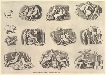 Spejl af romersk pragt: Emner efter Antikv... udført ca. 1550-77, trykt efter 1577.