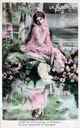 Forår, vintage fransk postkort, c1900