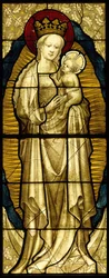 Glasmaleripanel med jomfruen og barnet, tysk, 1430-35.