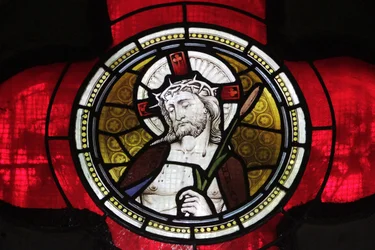 Glasmosaik vindue af Jesus, Church of St Peter and Paul, , Istanbul, Turquie