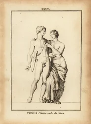 Statue af Venus Victrix med Mars, romerske guder for kærlighed og krig