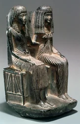 Statue af en gammel egyptisk embedsmand og hans kone, 13.-12. århundrede f.Kr