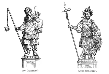Statuer af Gog Gogmagog og Magog Corineus, 1886