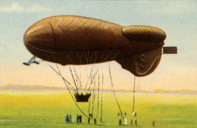 Strømlinet spærreildsballon med kurv, 1918, 1932.