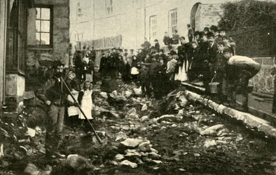 Gade i St. Ives efter et besøg fra en oversvømmelse, 1901.