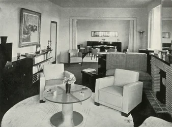 Studie og spisestue i hus i Bruxelles, 1937.